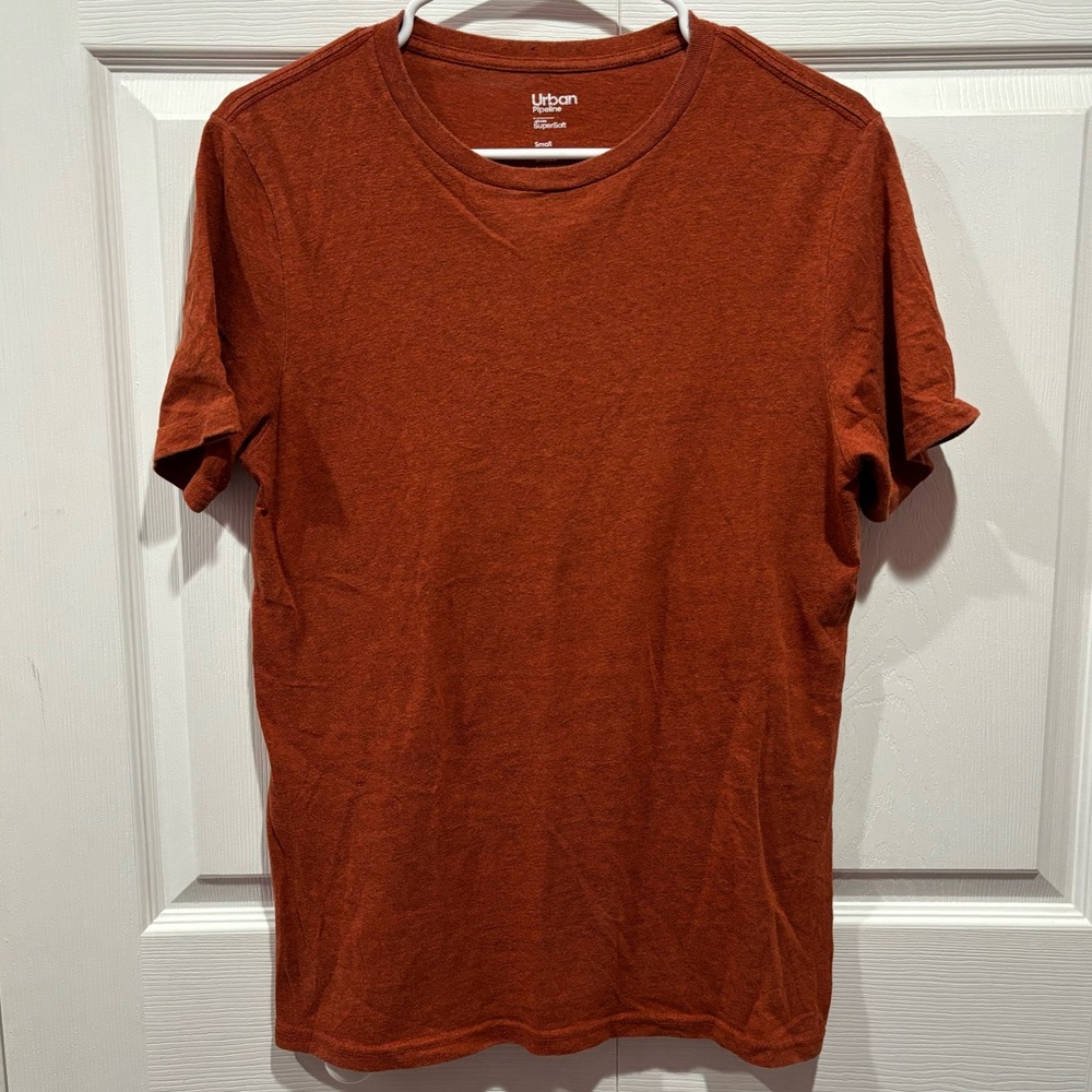 URBAN PIPELINE Men’s Short Sleeve Soft Ultimate Tee T Shirt Top - orange, size S